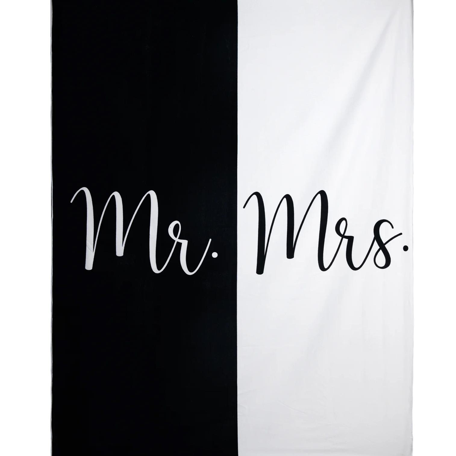 Ethisa Mr and Mrs Beach Towel - Honeymoon Just Married Towel For Beach - Wedding Gift for Newlywed Couple - Shareable Bride and Groom Towel Set - Thin Travel Friendly His and Her Beach Towel - 78"x59"