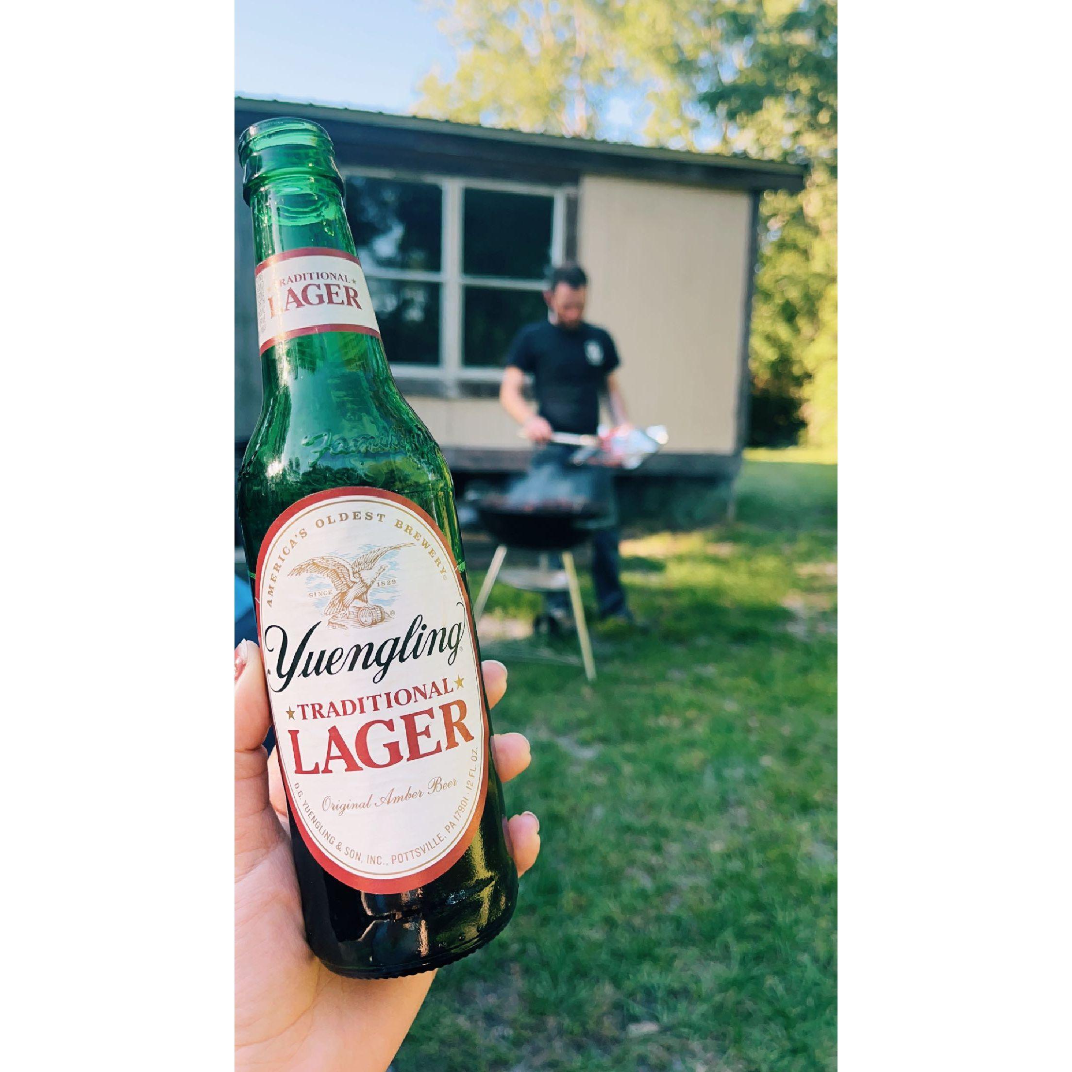 Cooking me dinner on the grill you bought for me because I didn't have one.