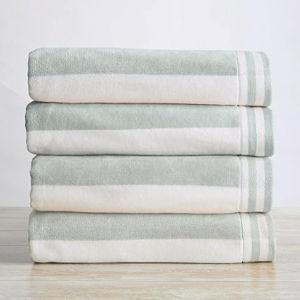 Beach Towels - Green/White Cabana Stripe