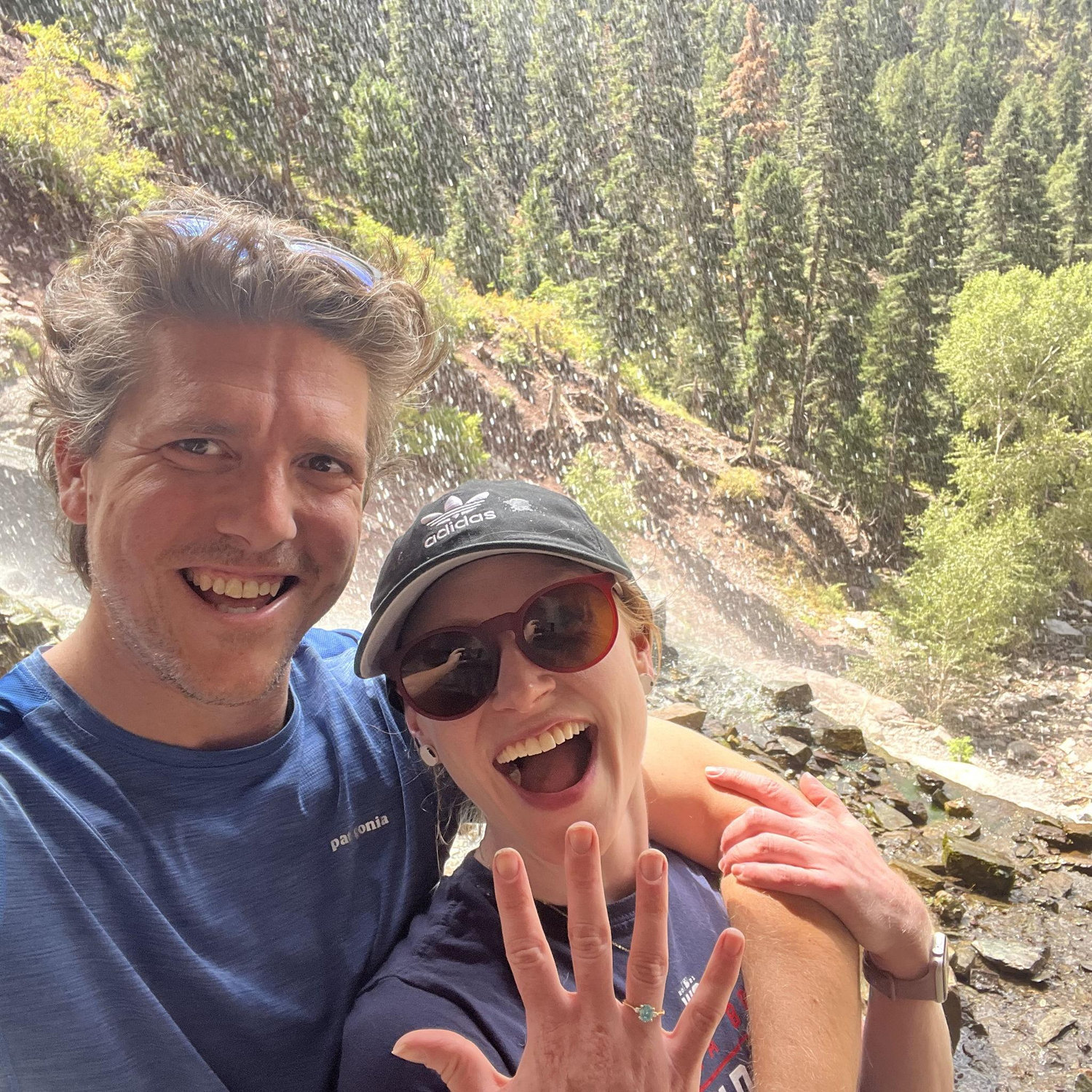 Wrong hand, right man! Getting engaged on a waterfall hike in Ouray, Colorado.