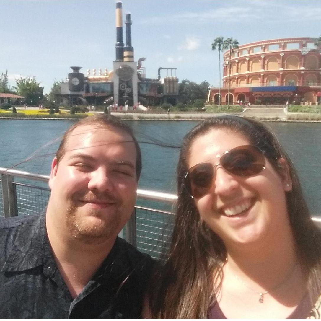 Our first date/photo together. Where we had lunch is right behind us. Yes, Steven has his eyes closed (happens often).