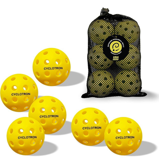 cyclotron 6-Pack Premium Pickleball Balls - USAP Approved, 40 Holes Outdoor/Indoor Pickle Balls with Bag, Perfectly Balanced, High Bounce True Flight, Pickle Ball for Tournament Play