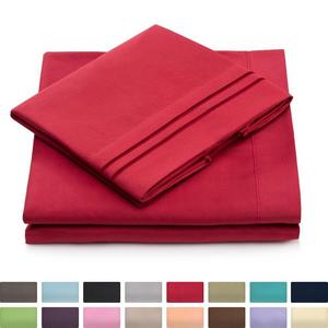 Cosy House Collection - King Size Bed Sheets - Burgundy Luxury Sheet Set - Deep Pocket - Super Soft Hotel Bedding - Cool & Wrinkle Free - 1 Fitted, 1 Flat, 2 Pillow Cases - Dark Red King Sheets - 4 Piece