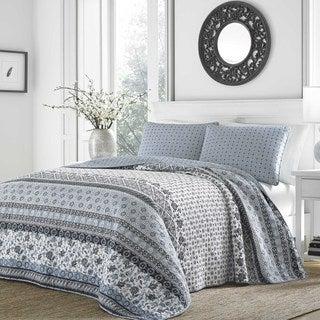 Stone Cottage Bexley Cotton Quilt Set - Blue/Grey - Queen/Full - Queen/Full - 2 Piece