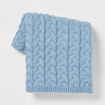 Solid Chunky Cable Knit Throw Blanket - Threshold™