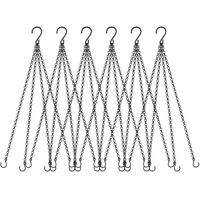 garini 6 Pack, 23 Inch Hanging Baskets Chain,Black Hanging Chains with Hooks Flower Pot Chain Replacement Plant Hangers for Planters, Bird Feeders and Lanterns