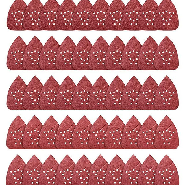 Mouse Sandpaper Mouse Sander Pads 50 PCS Mouse Detail Sander Sandpaper 60/80/120/150/220 Grits Palm Sander Sandpaper 12 Hole Mouse Sander Sandpaper SATC