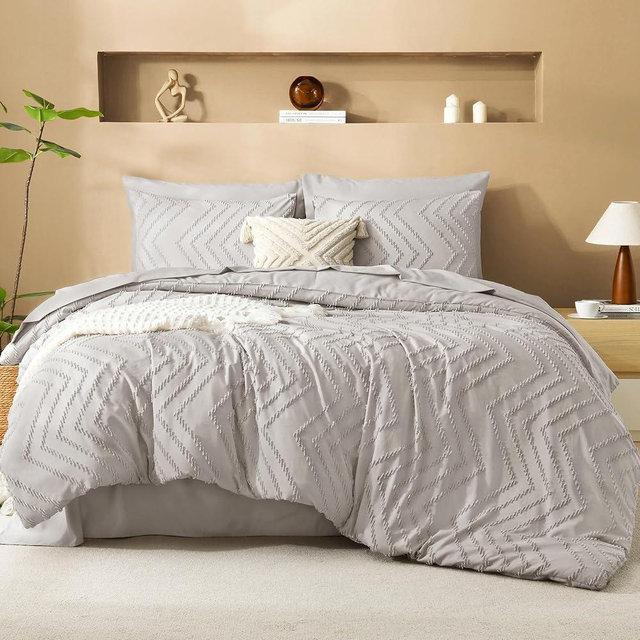 Litanika Super King Size Comforter Set with Sheets Linen - 7 Pieces Bed in a Bag Oversized King Boho Tufted Complete Bedding Sets with Comforter, Sheets, Pillowcases & Shams