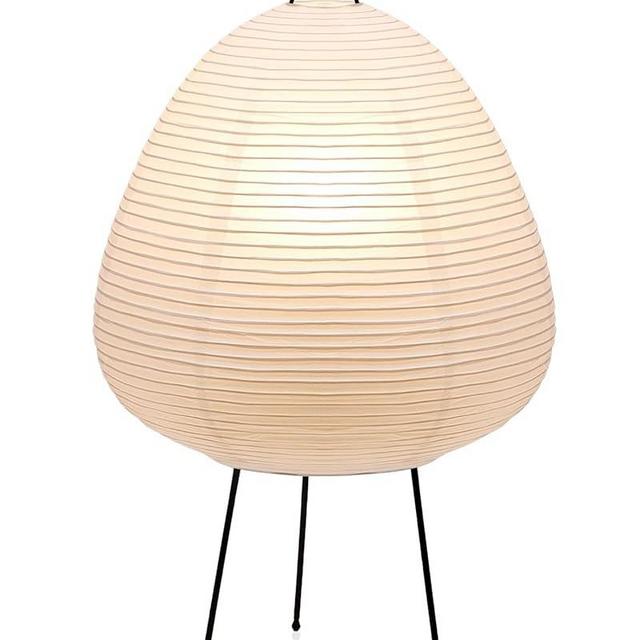Japanese Rice Paper Table Lamp: 3000K Bulb Included - Handmade Round Japandi Noguchi Akari Lamps - Noggy Asano White Paper Lantern Table Lights with Wabi Sabi Paper Shade for Bedroom Bedside Desk