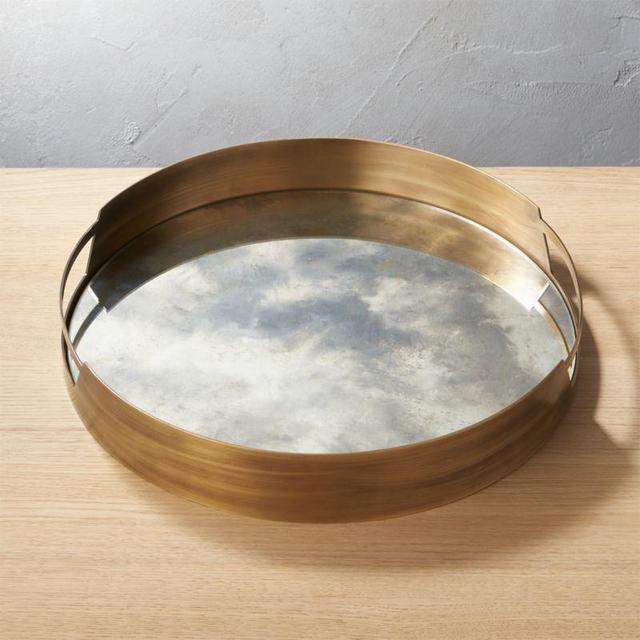 Marcella Brass Antique Mirror Tray