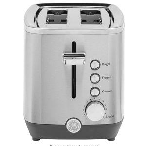 GE 2 Slice Stainless Steel Toaster, Extra Wide Slots for Toasting Bagels, Breads, Waffles & More, 7 Adjustable Shade Settings, Removable Crumb Tray, Countertop Kitchen Essentials, 850 Watts