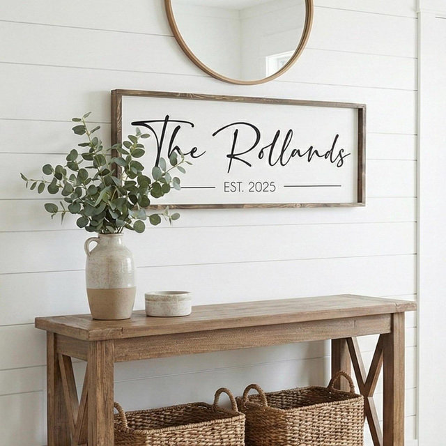 Personalized Family Name Sign with Established Date, Farmhouse Wall Decor for Living Room, Last Name Wood Sign, Wedding & Anniversary Gift
