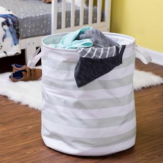 Grey Stripe Hamper