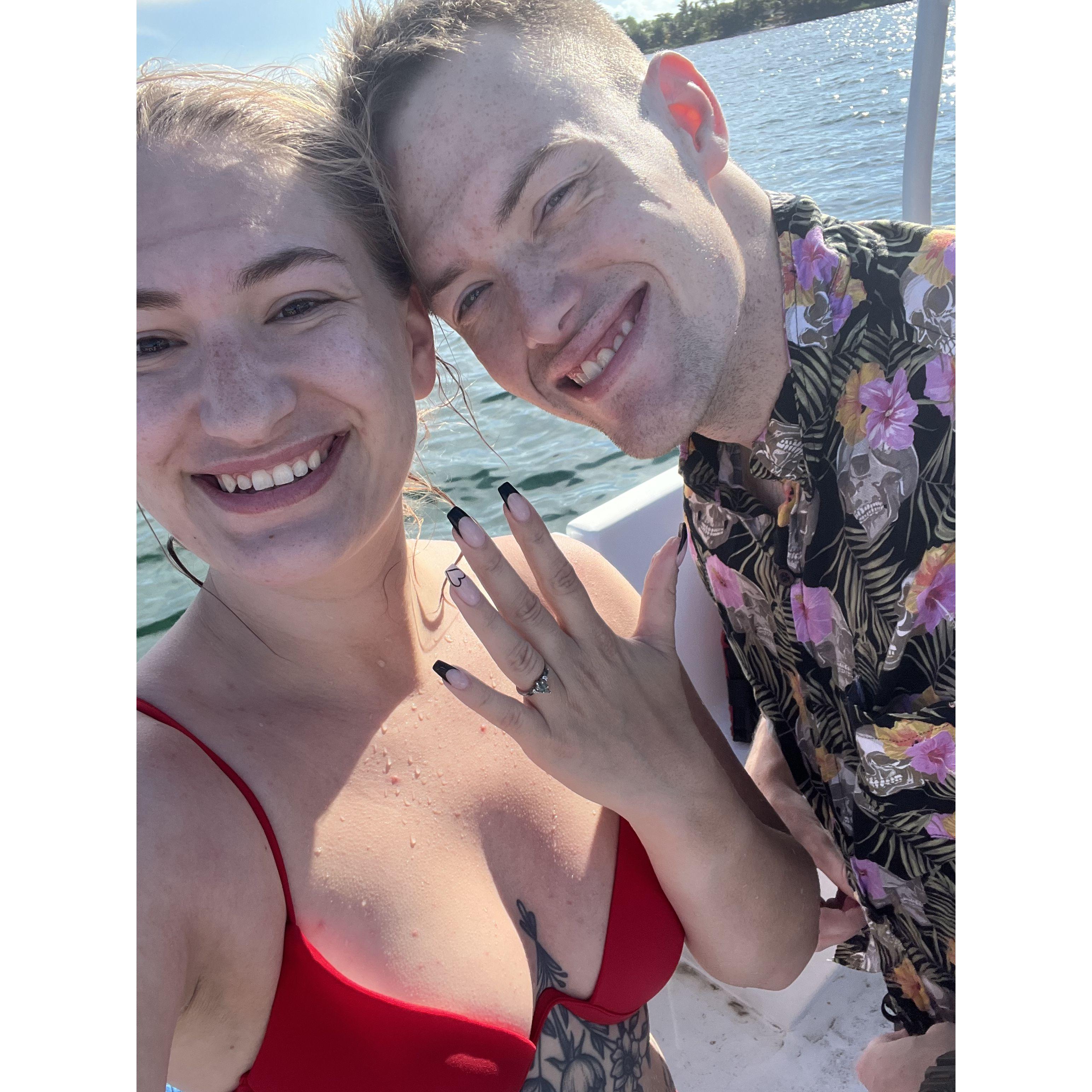 We survived snorkeling and had to show off the ring. Costa Maya, Mexico.