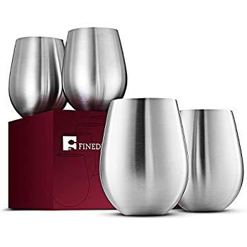 Rainbow Stainless Steel Stemless Wine Glasses, 16oz - Set of 4, Unicorn Cups are durable & Unbreakable for Indoor and Outdoor Party use - BPA Free