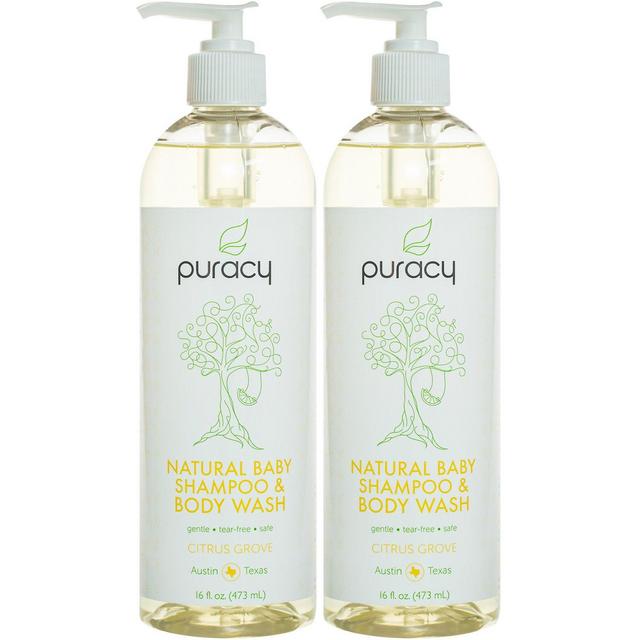 Puracy Natural Baby Shampoo & Body Wash, Tear-Free Soap, Sulfate-Free, 16 Ounce (2-Pack)