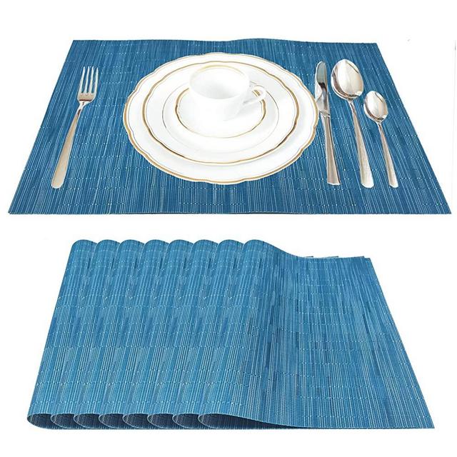 Placemats, Placemats for Dining Table Set of 8, Heat Resistant, Stain Resistant, Non-Slip, Washable, Durable PVC Place Mats, Weave Vinyl Table Mats