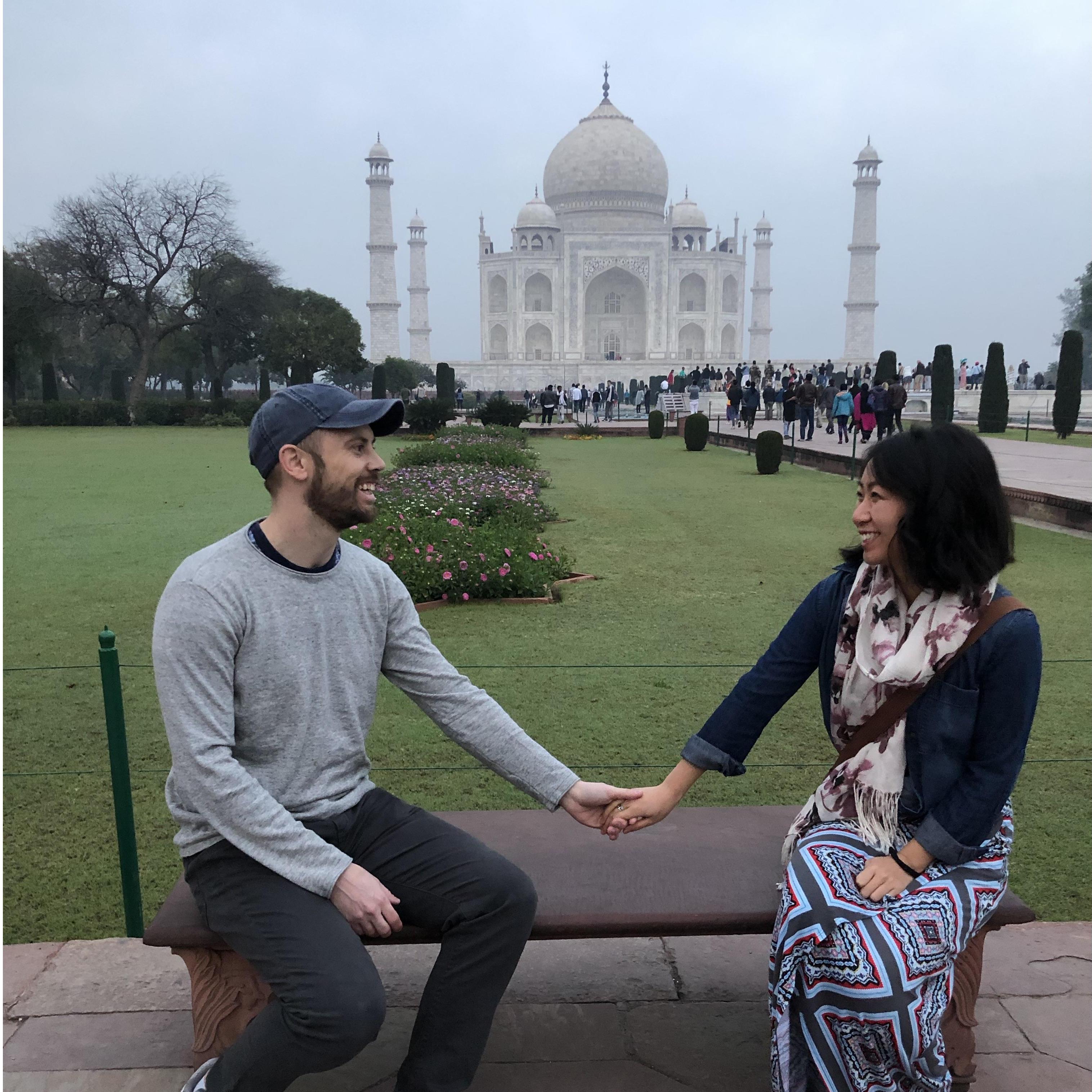 When your guide insists on taking cheesy lovers photos in front of the Taj Mahal