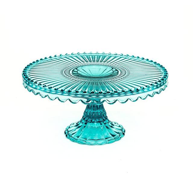 Beatrice Glass Round 7.75 inch Cake Stand - Blue