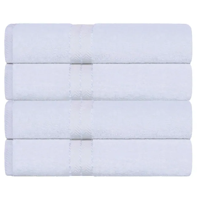 Premium Cotton Bath Towel Set, Plush Heavyweight Hotel Luxury Towels, White - Blue Nile Mills