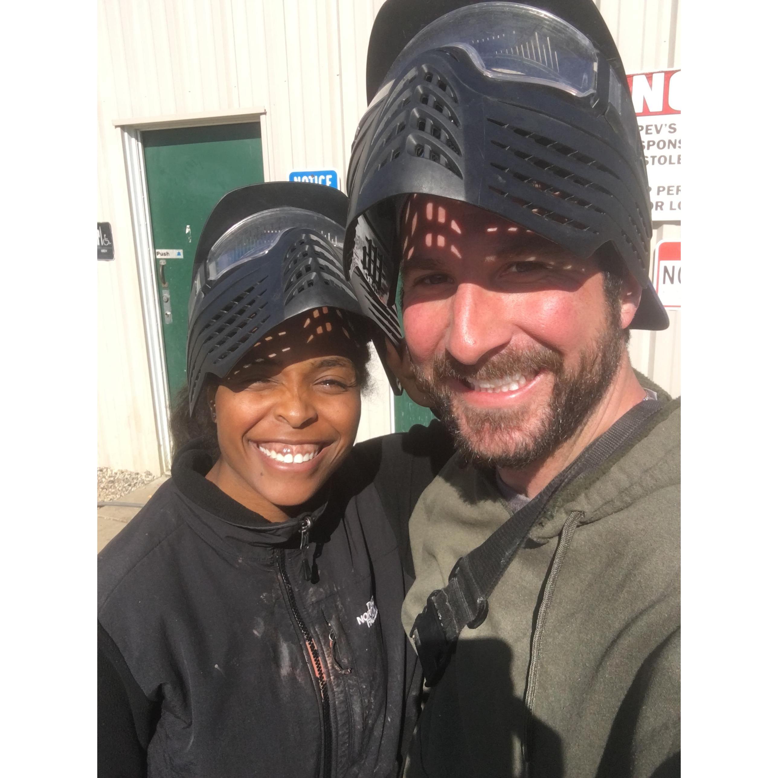 Post paintballing with our friends for my (Elise's) birthday!
