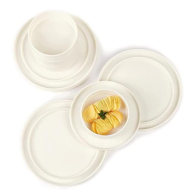 Zog Melamine Dinnerware Set for 4 - 12 Pcs Camping Dishes Set with Dinner Plates,Salad Plates and Bowls.Indoor and Outdoor Use. Lightweight and Unbreakable