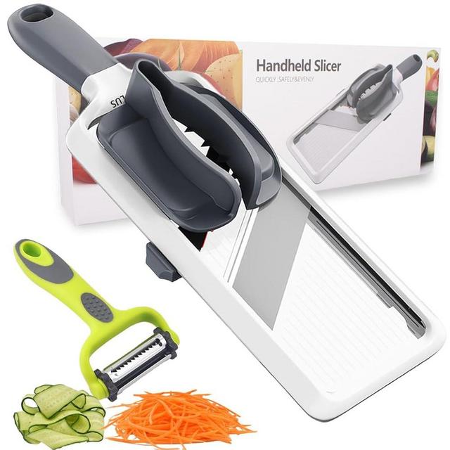 NACOLUS Mandoline Slicer for Kitchen, Adjustable Vegetable Slicer with Food Holder,Handheld Potato Slicer, Simple&Handy veggie slicer vegetable cutter with Vegetable Peeler