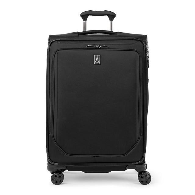 Travelpro Crew Classic Lightweight Softside Expandable Checked Luggage, 8 Wheel Spinner Suitcase, TSA Lock, Men and Women, Checked Medium 25-Inch, Black