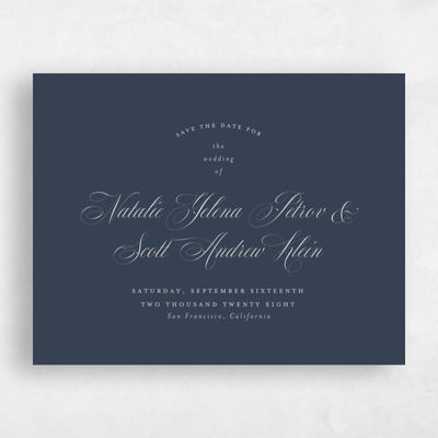 Grayed Navy, Blue Wedding Save the Date - Marvis Landscape