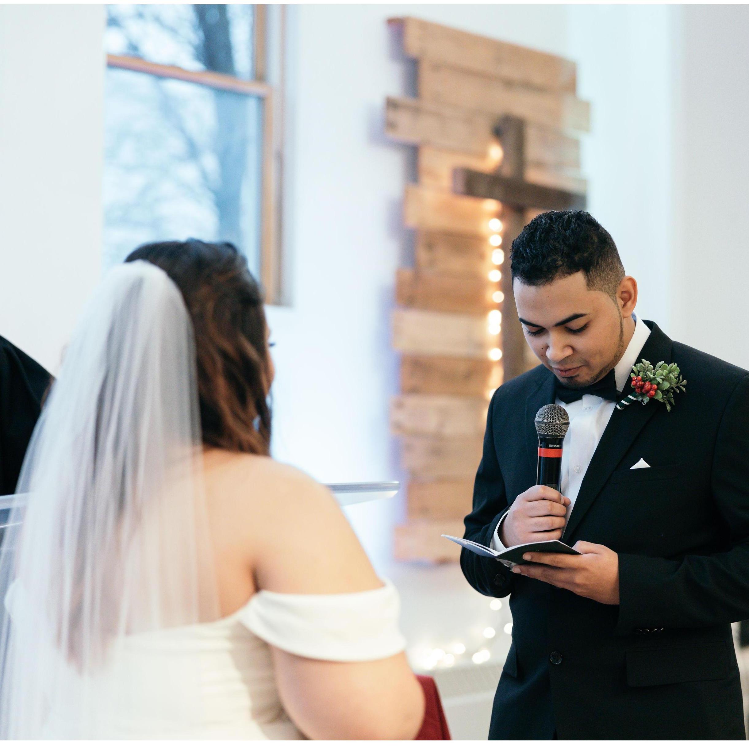 This was Erick reading his vows.