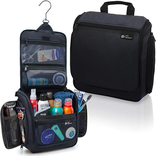 Hanging Travel Toiletry Bag for Men and Women – Large Cosmetics, Makeup and Toiletries Organizer Kit with 19 Compartments, YKK Zippers, XXL Metal Swivel Hook, Water-Resistant Nylon