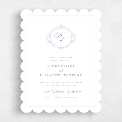 White Scalloped Wedding Save the Date - Leonid Classic