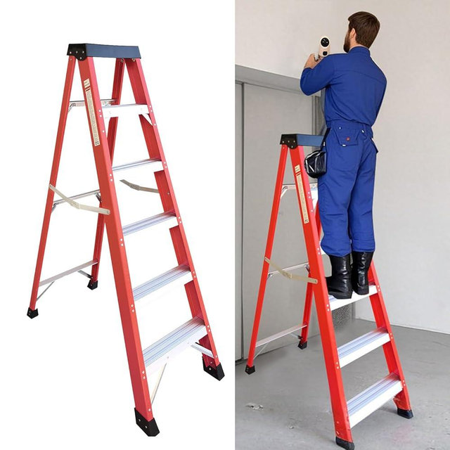 6-Foot Fiberglass Step Ladder, Folding Ladders, Heavy Duty Ladders for Home, Type IAA, 500-Pound Load Capacity(Red)