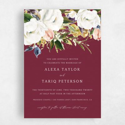 Burgundy, Red Wedding Invitation - Octavia Portrait
