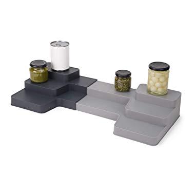 Joseph Joseph 85146 CupboardStore Expandable 3 Tier Shelf Organizer for Cabinet, Gray