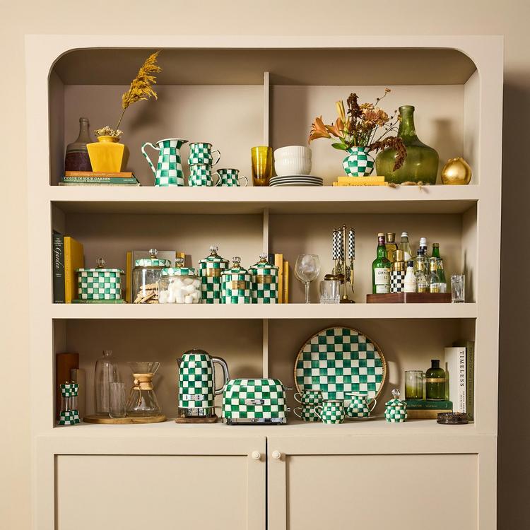 MacKenzie-Childs, Emerald Check Stainless Steel Espresso Cup