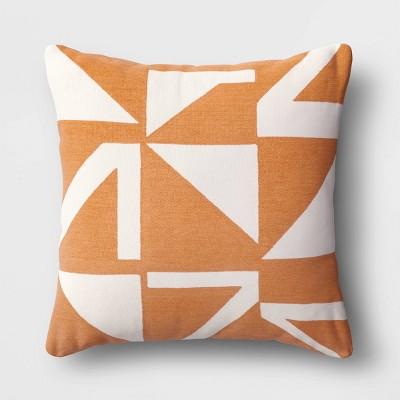 Embroidered Geometric Square Throw Pillow Brown - Project 62™