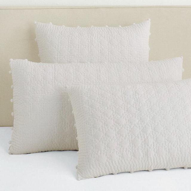 Solid Pebblebrook Organic-Cotton Voile Sham - King, White