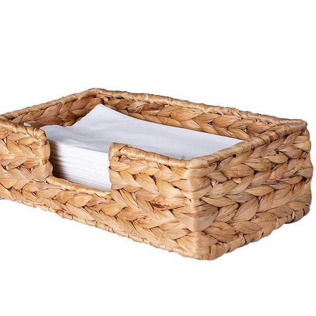 Rectangle Water Hyacinth Napkin Holders For Kitchen And Bathroom, Guest Towel Holder Tray For Bathroom, Handcrafted Flat Napkin Holder Basket, Wicker Accessories for Home Decor, Restaurants, Cafe