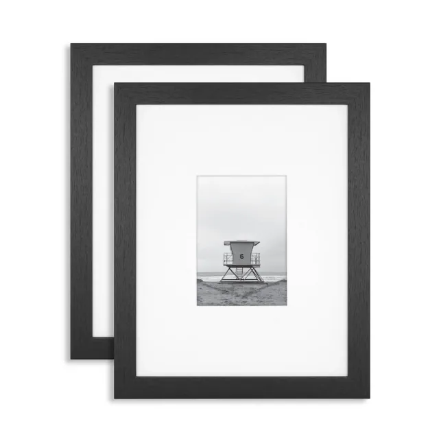 Master & Co. 11"x14" Matted to 5"x7" Echo Point Picture Frames Black Woodgrain