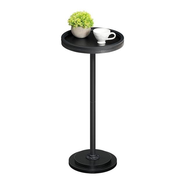 HOOBRO Small Side Table, Drink Table, Round Coffee Martini Table with Pedestal for Small Spaces in Living Room, Bedroom, Sofa Couch, Black BB168BZ01