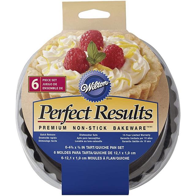 Wilton Perfect Results Premium Non-Stick Bakeware Round Tart and Quiche Pans, Sunday Brunch May Never be the Same Again, Fluted Edges Add a Touch of Flair, 4.75 Inch, Set of 6