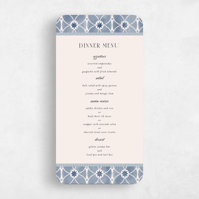 Blue Rounded Wedding Menu - Anafi