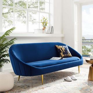 Sublime Vertical Curve Back Velvet Sofa