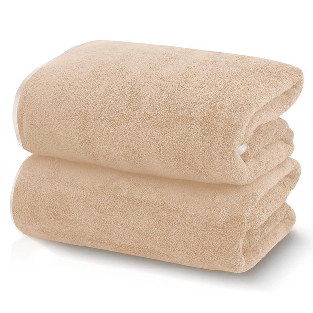 TENSTARS Silk Hemming Bath Towels for Bathroom Clearance - 27 x 55 inches - Light Thin Quick Drying - Soft Microfiber Absorbent Towel for Bath Fitness, Sports, Yoga, Travel, Gym - 2 Pack, Brown