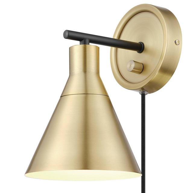 1-Light Tristan Dimmable Wall Sconce Matte Brass/Black - Globe Electric