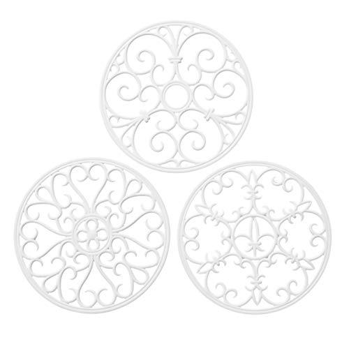 Silicone Trivet Mat - Non-Slip & Heat Resistant Kitchen Hot Pads for Countertops & Table - Kitchen Trivets for Hot Dishes & Cookware - Hot Pot Holder for Pots & Pans - White,Set of 3