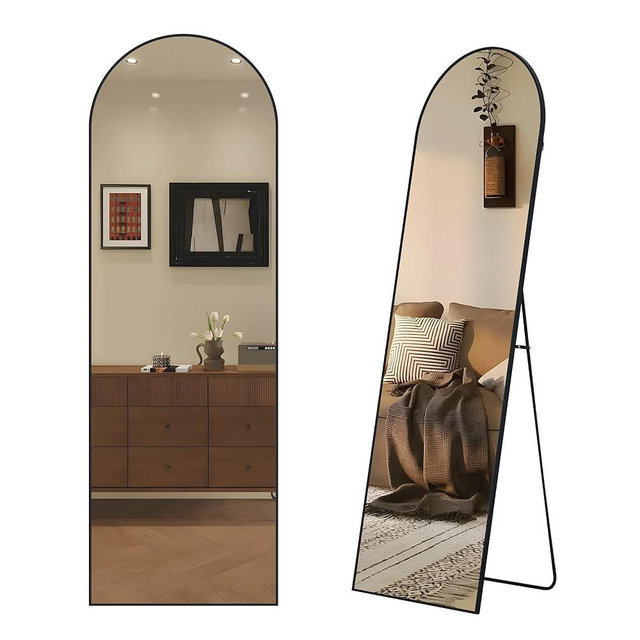 65"x 24" Arched Full Length Mirrors Black Arched Full Body Mirror Floor Mirror Arch Mirror Bathroom Vanity Mirror Frosted Metal Frame Anti-Rust Tempered Glass for Bedroom Entryway Living/Dressing Room