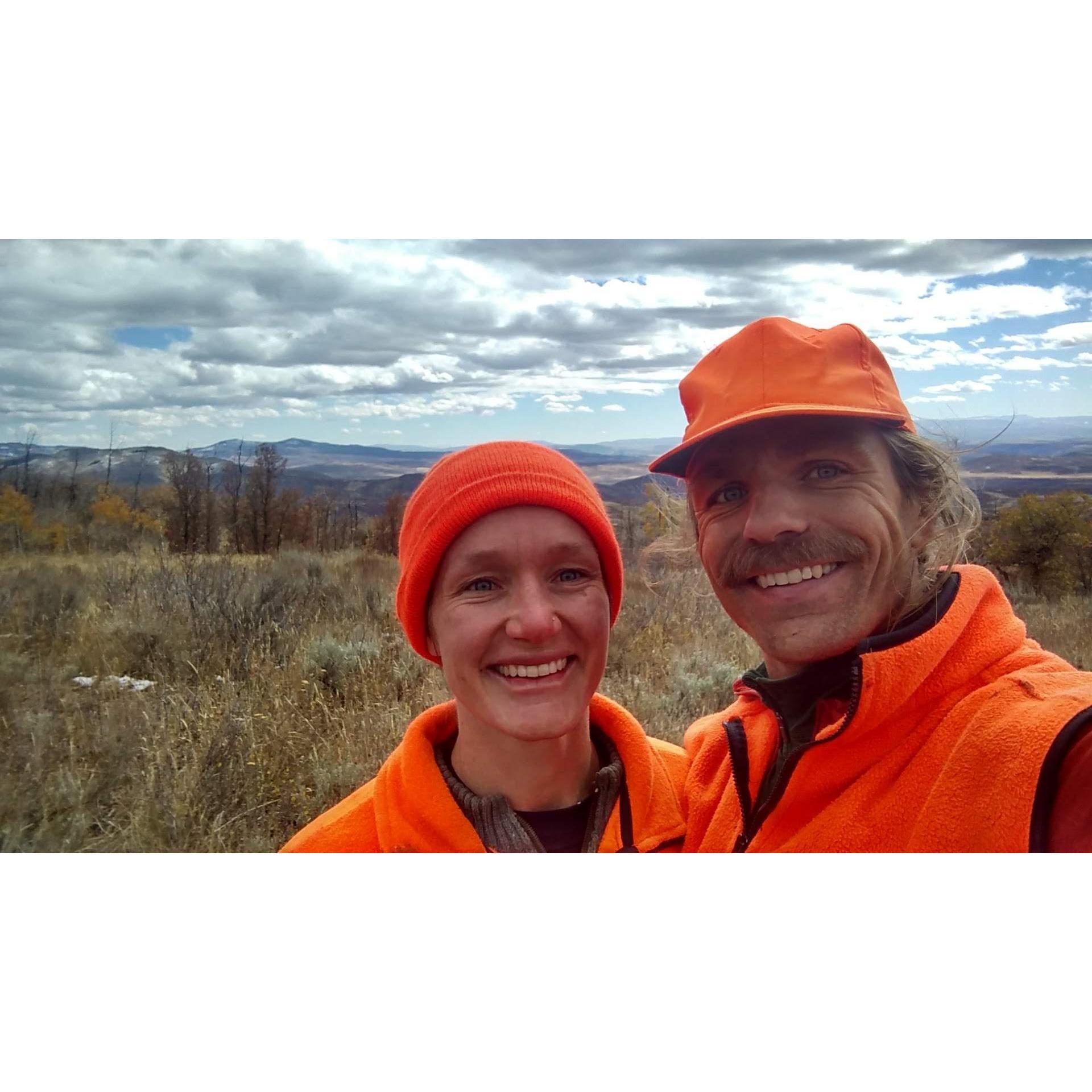 Colorado, October 2018: Elk hunting (aka, Mike glassing and Jojo reading her novel in the woods)