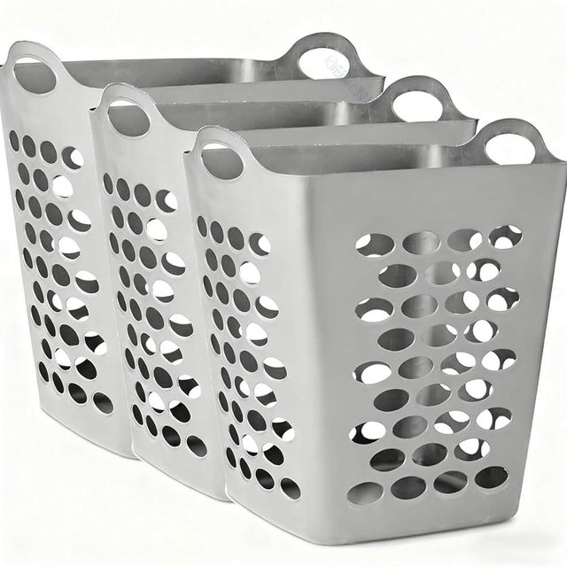 AIXISTL 3-Pack Square Flexible Laundry Hampers, Soft Silver Foldable Fabric Clothes Baskets for Bedroom, Bathroom, and Closet Storage